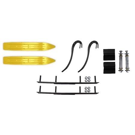 Yellow 7 1/4 inch Snowmobile Skis with 6 inch Round Bars Kit I5186