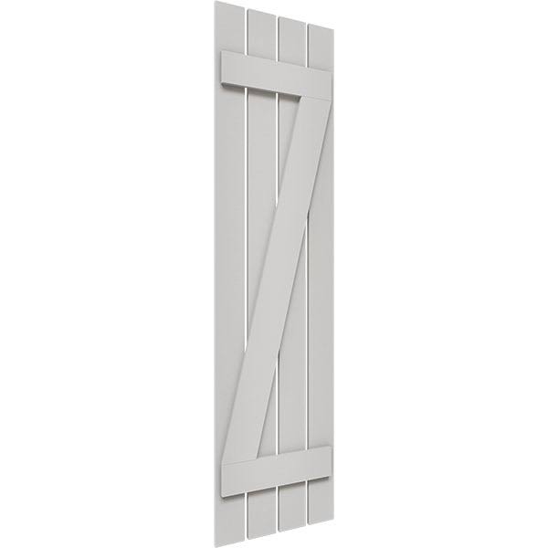 Rustic Four Board Spaced Board-n-Batten Faux Wood Shutters (Per Pair) L81010
