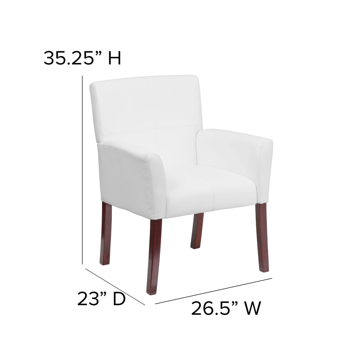 White Executive Side Reception Chair with Mahogany Legs W467145