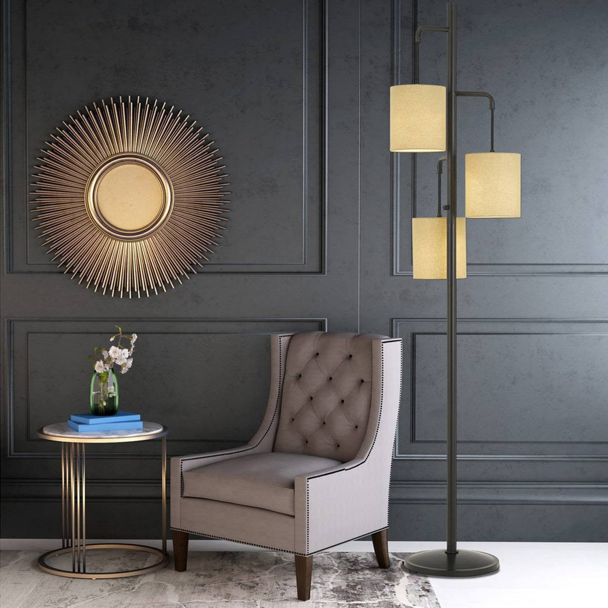 Metal Kirkwall Lantern Floor Lamp with 3 Shades C143