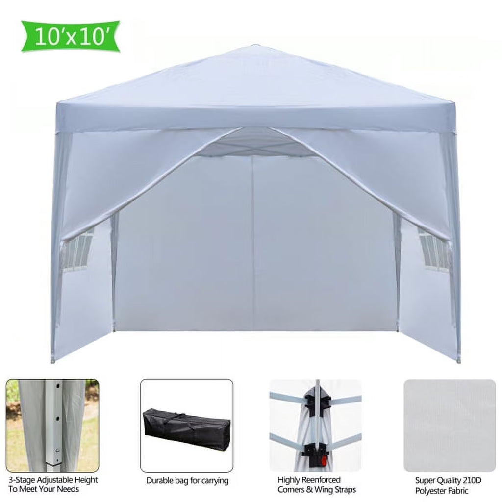 3 x 3m Two Doors Two Windows Waterproof Folding Tent White V45284