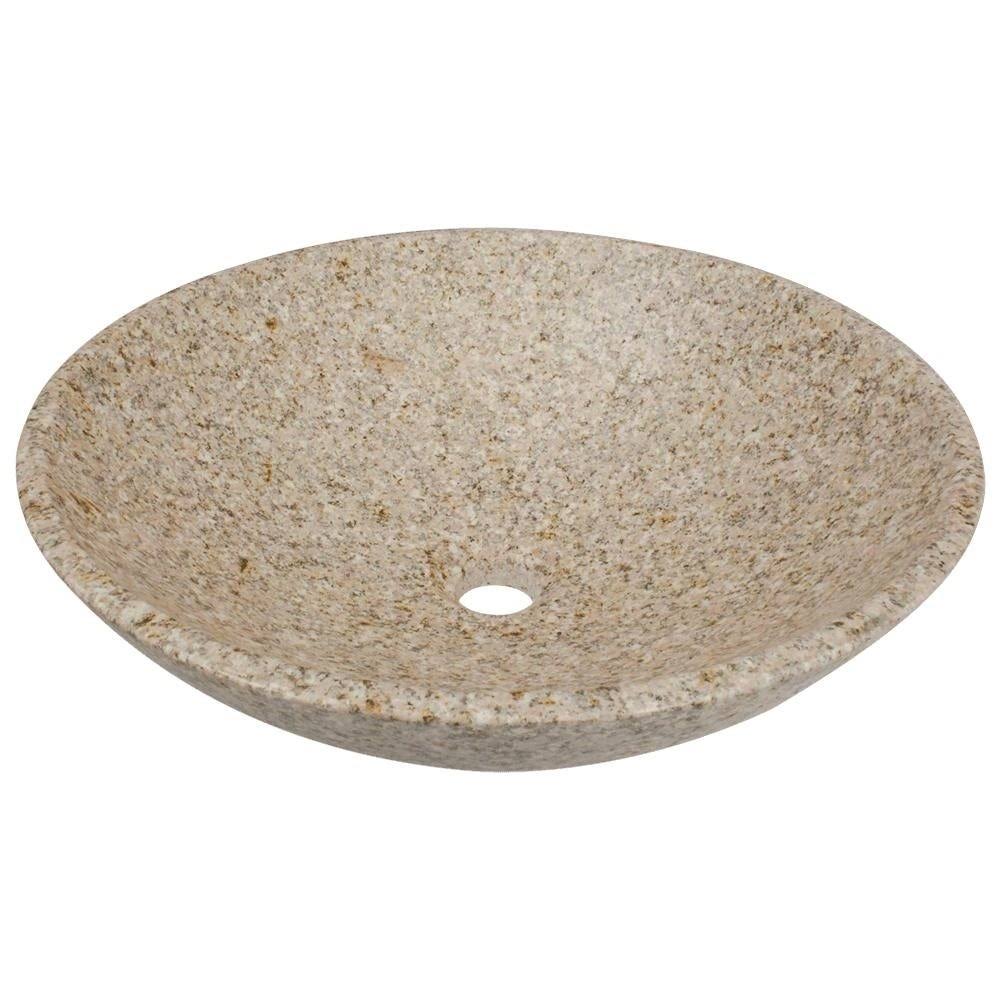 Granite Vessel Sink Ensemble with Chrome Finish Faucet, Pop-Up Drain, and Sink Ring I86314