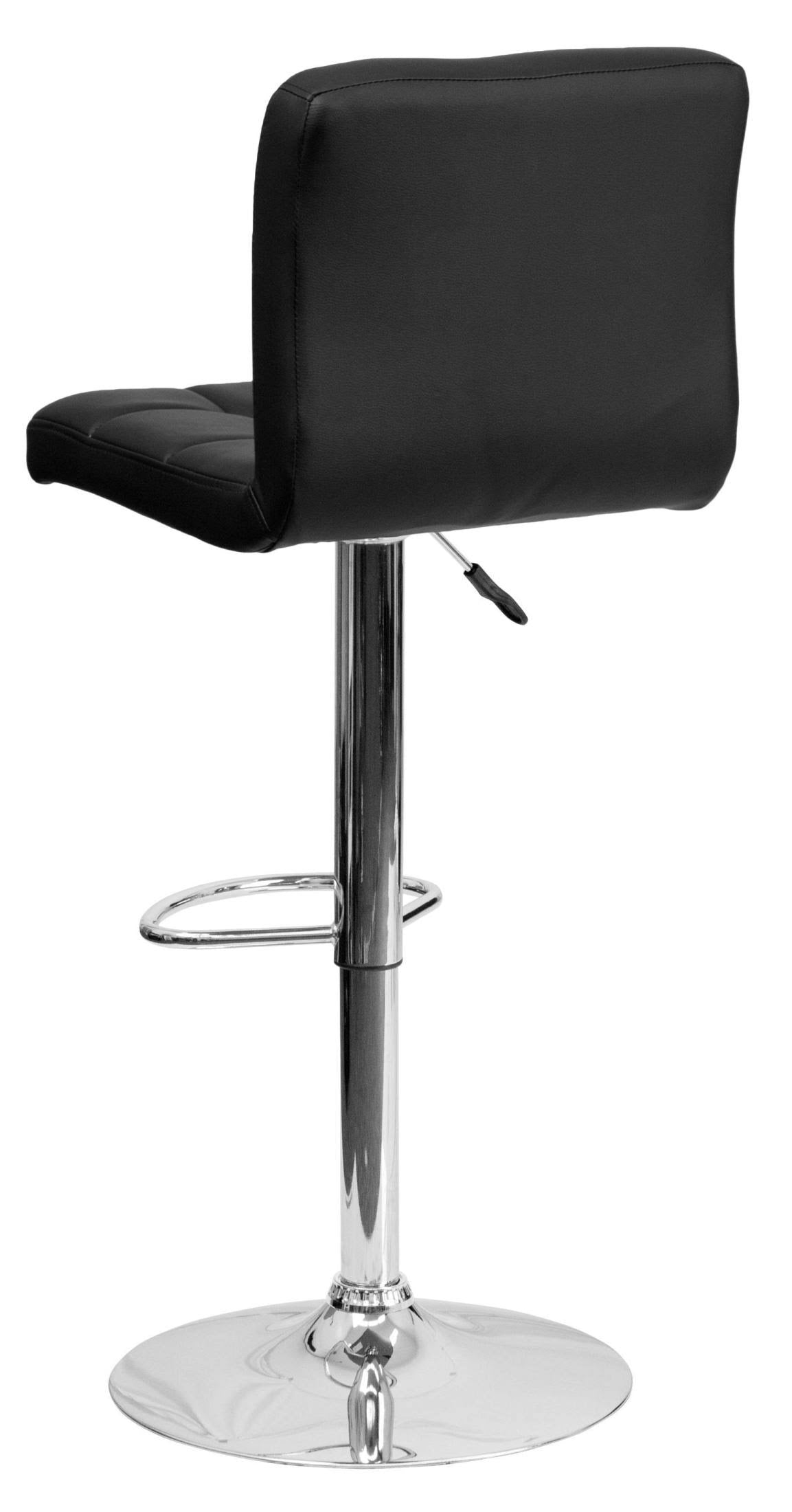 Black Quilted Vinyl Adjustable Height Barstool with Chrome Base D2765