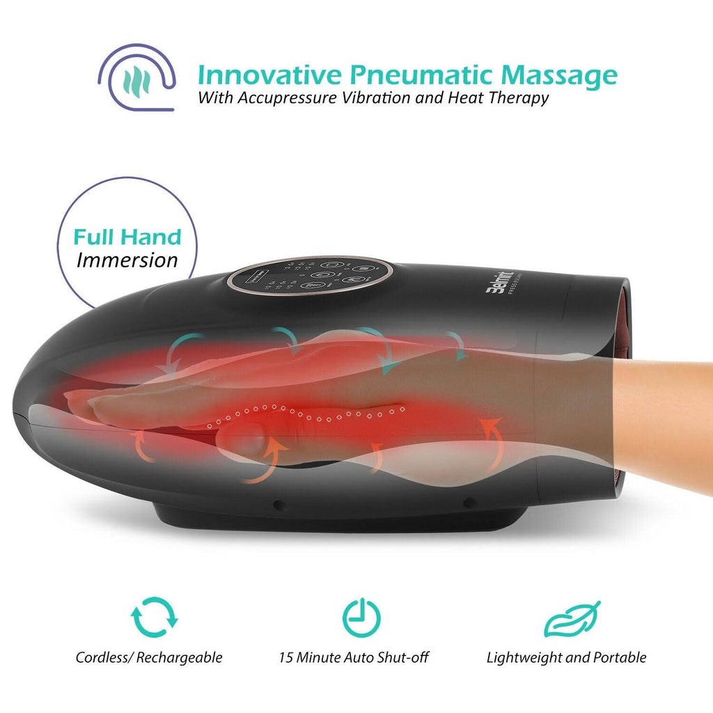 Cordless Air Compression Hand Massager with Heat - Black E5675