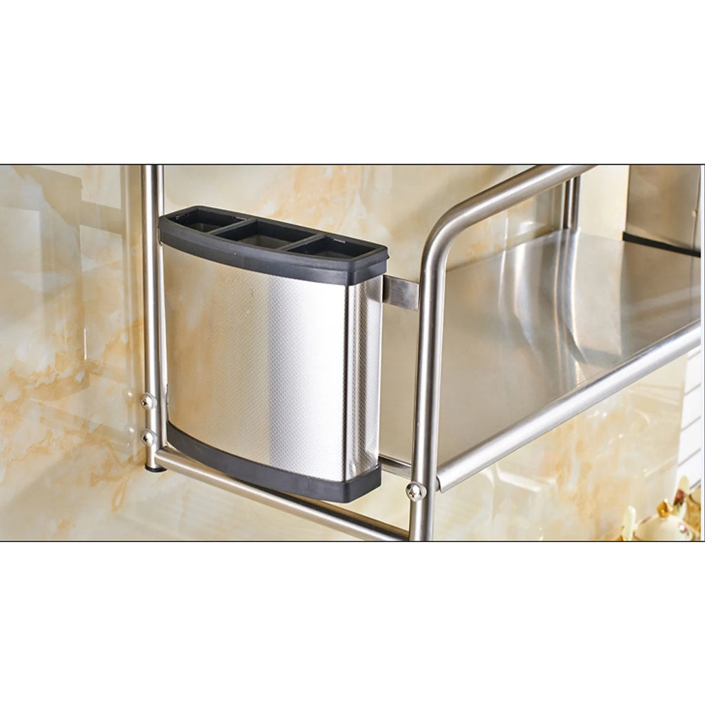 2 Layers Wall Mount Storage Shelf Microwave Oven Holder Stainless Steel H561015