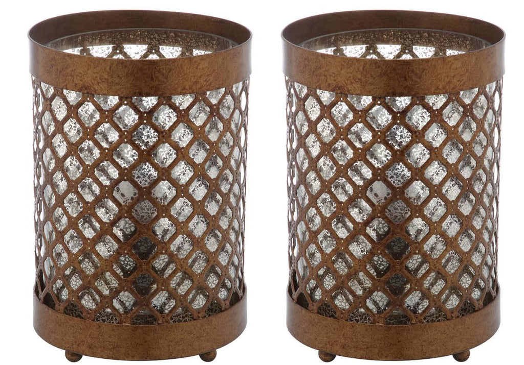 Gold Hurricane Lamp Set of 2 F61447