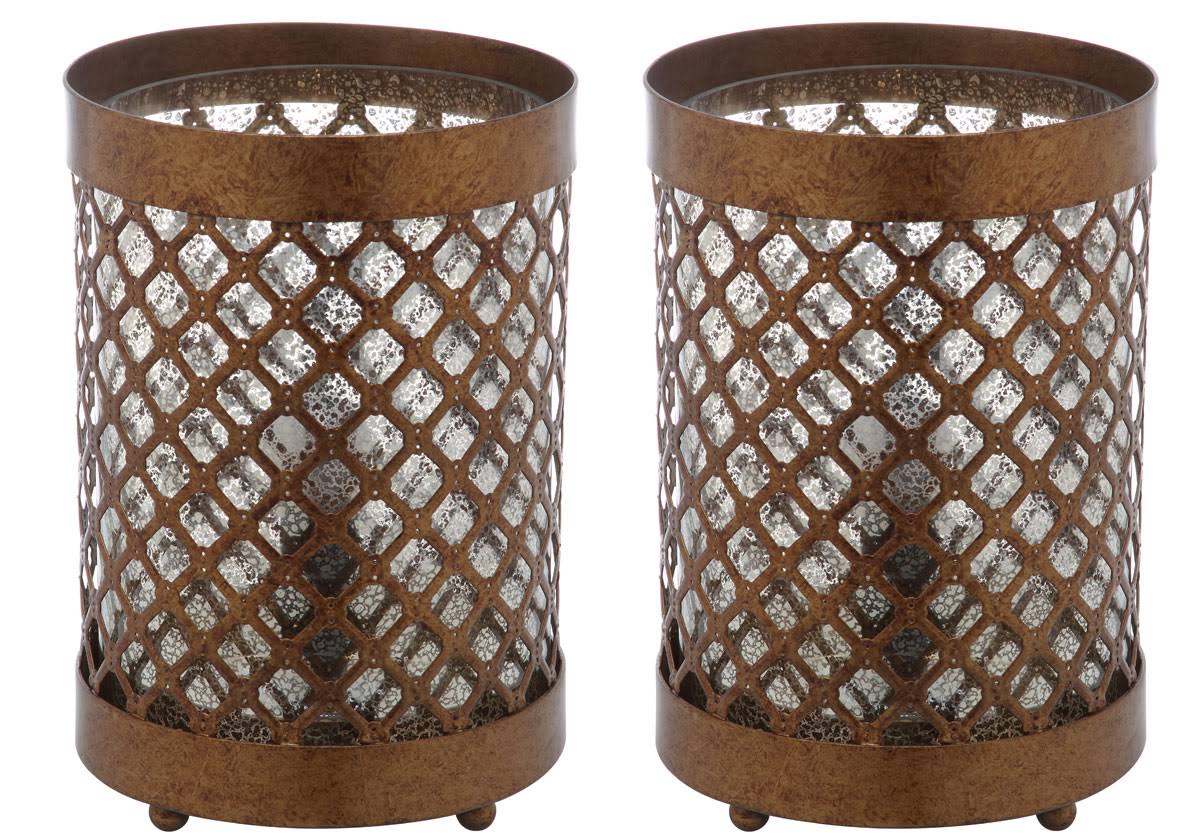 Gold Hurricane Lamp Set of 2 F61447