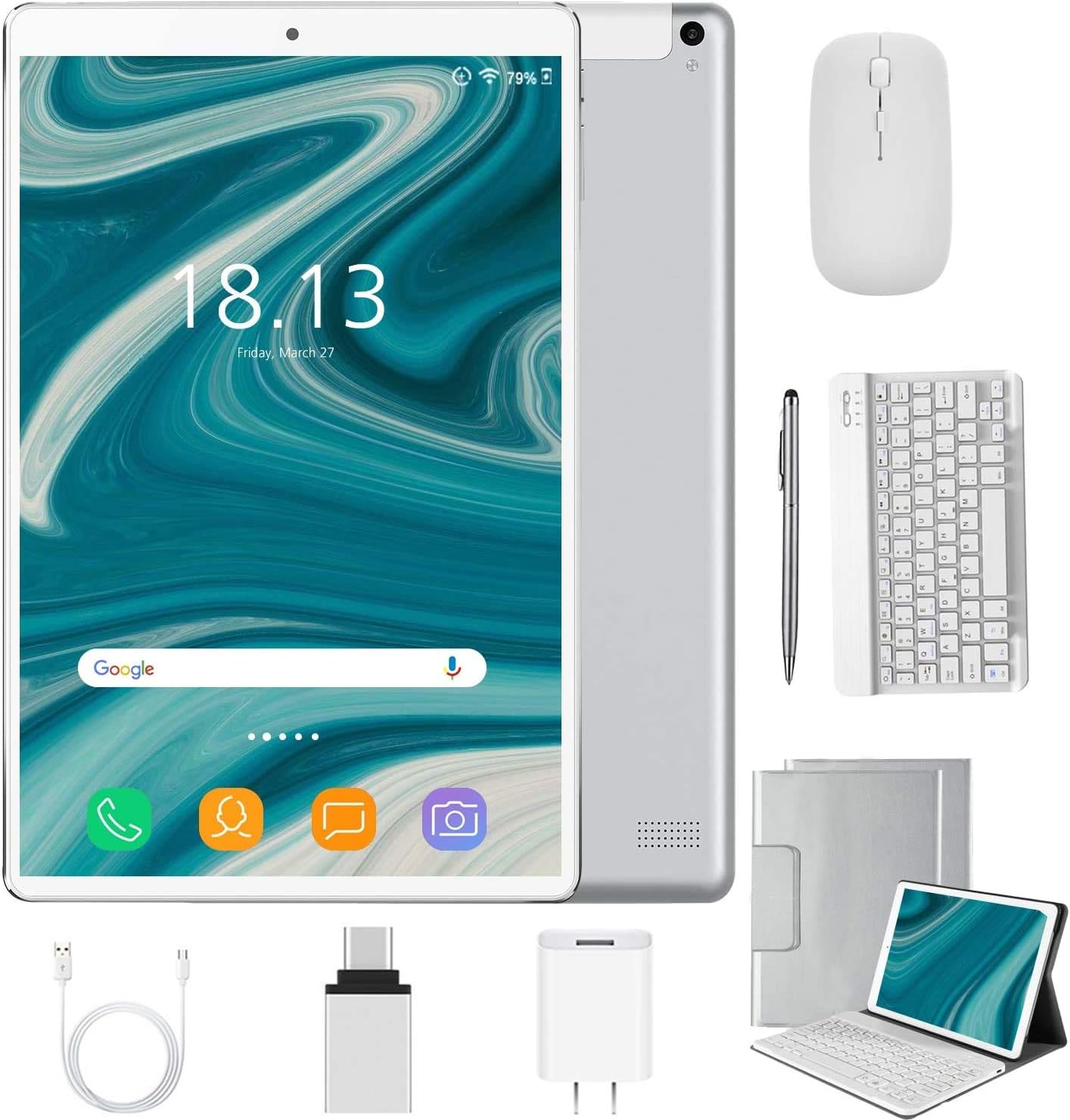 2 in 1 Tablets 10 Inch with Wireless Keyboard Case Z60219