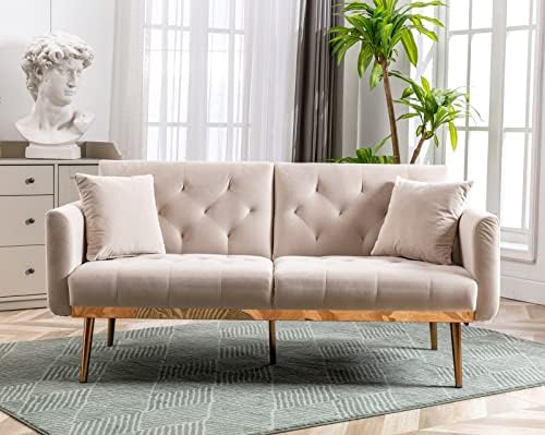 White Teddy Upholstered Futon Sofa Bed with 3 Adjustable Positions R1262