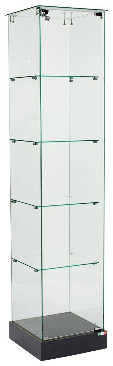 15x22 Glass Display Case with 4 Fixed-Height Shelves O2925