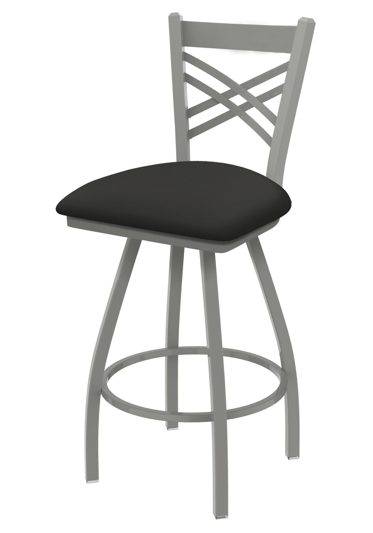 Swivel Counter Stool with Anodized Nickel Finish and Iron Seat J1411