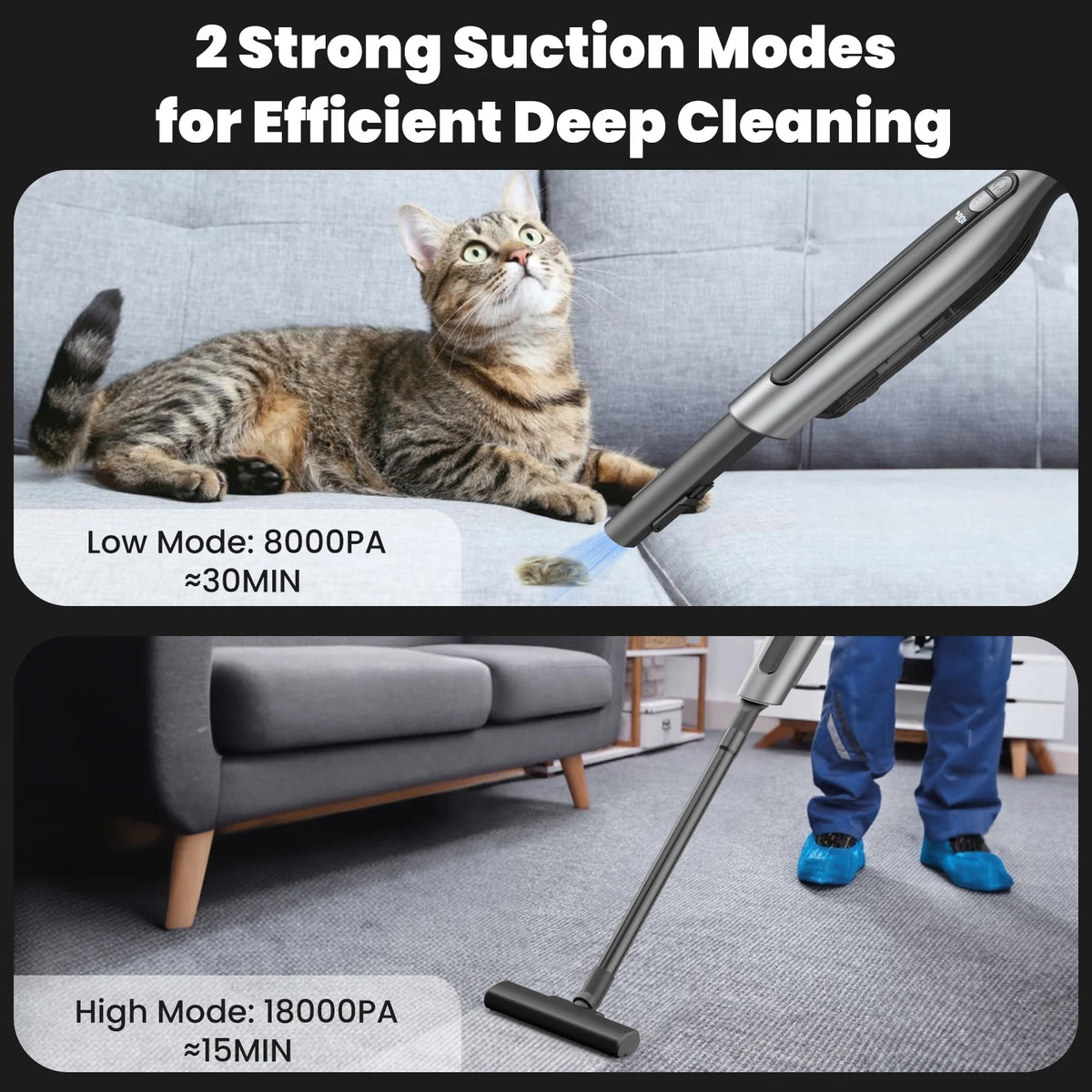 Handheld Vacuum Cleaner Cordless 18000PA 7500mAh Rechargeable Car Vacuum with 2 Suction Modes A534