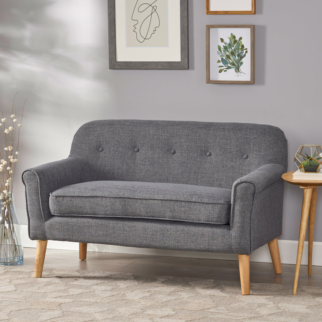 Gray Fabric Button Tufted Loveseat Z171590