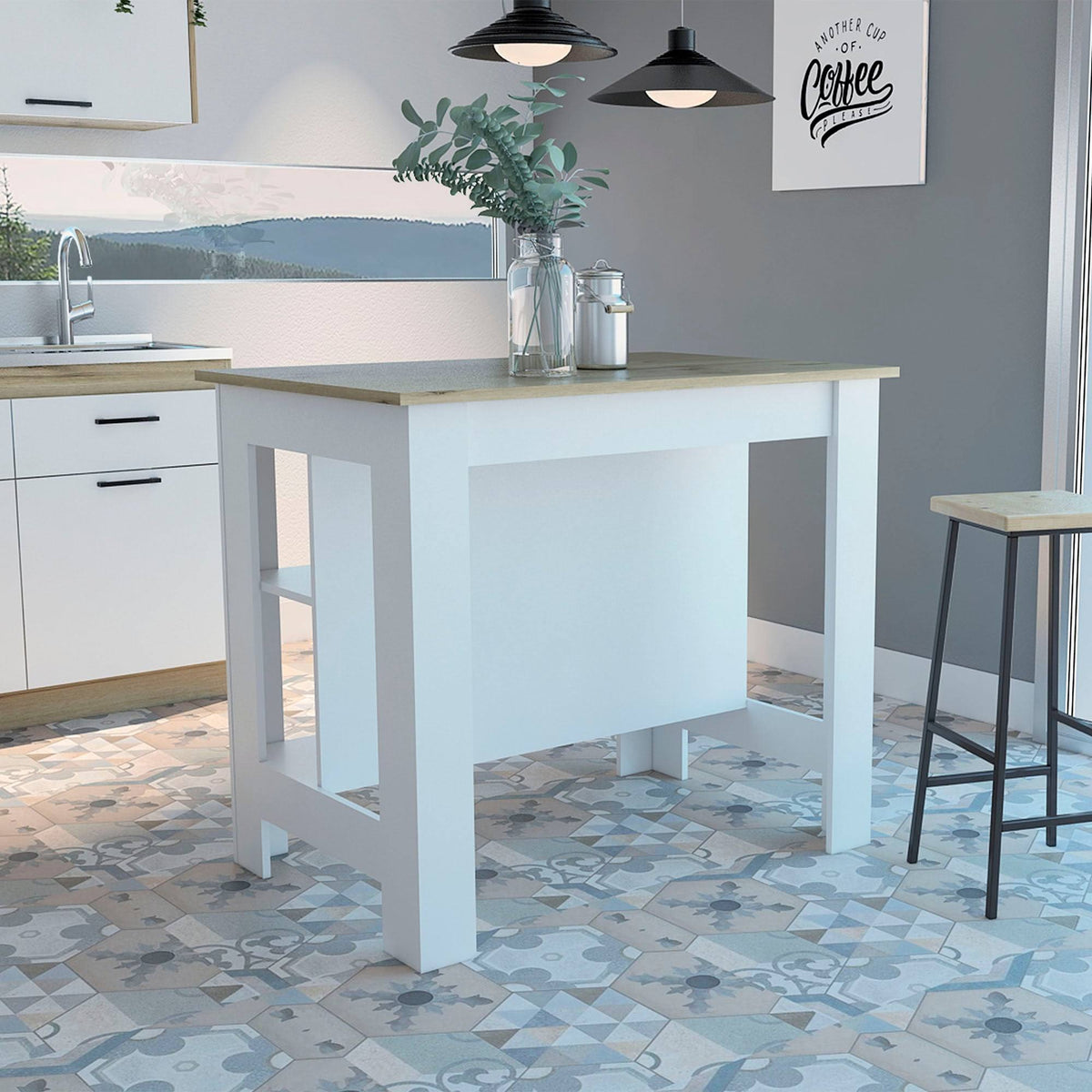 White Light-Oak Kitchen Island N689056