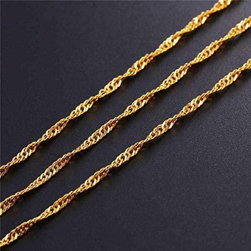 14K Yellow Gold 2mm Singapore Pendant Chain Diamond Cut Rope Link Necklace X2040