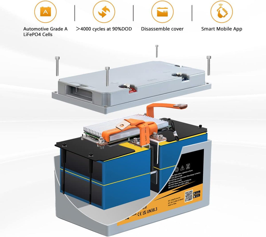2Pack 12V 100Ah LiFePO4 Battery with Bluetooth P5503