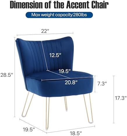 Velvet Accent Chairs with Golden U-Shape Legs N5293