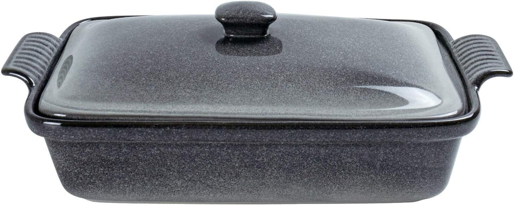 Rectangular Casserole Dish with Lid, 2.8qt Covered Casserole, Reactive Glaze Space Blue, Baking Dish G770