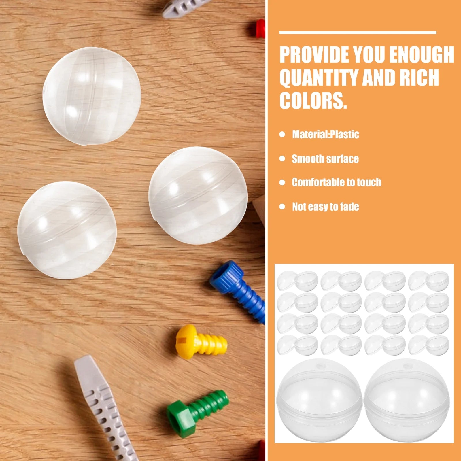 500 pcs Clear Plastic Fillable Balls S306