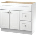 36Wx34-1/2Hx21D White Bath Vanity Base Cabinet L26760