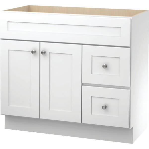 36Wx34-1/2Hx21D White Bath Vanity Base Cabinet L26760