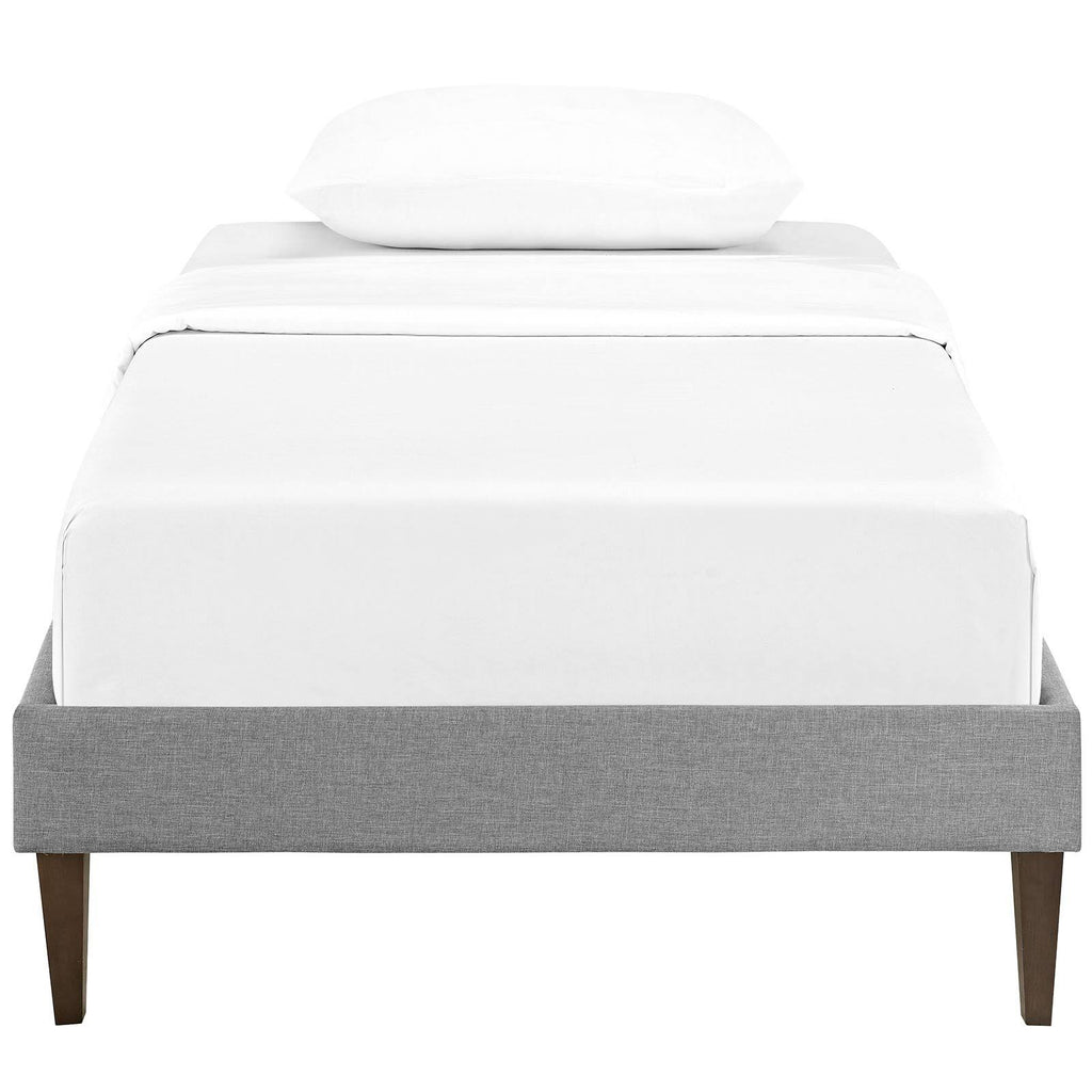Twin Fabric Bed Frame with Squared Tapered Legs, Light Gray K8997