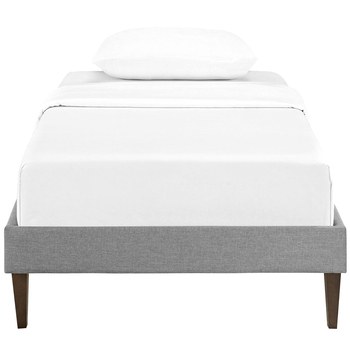 Twin Fabric Bed Frame with Squared Tapered Legs, Light Gray K8997