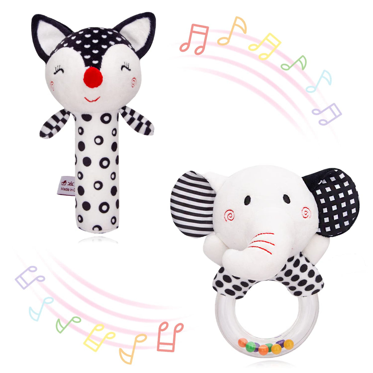 Baby Soft Rattles Teether Plush Rings for Infants U9958