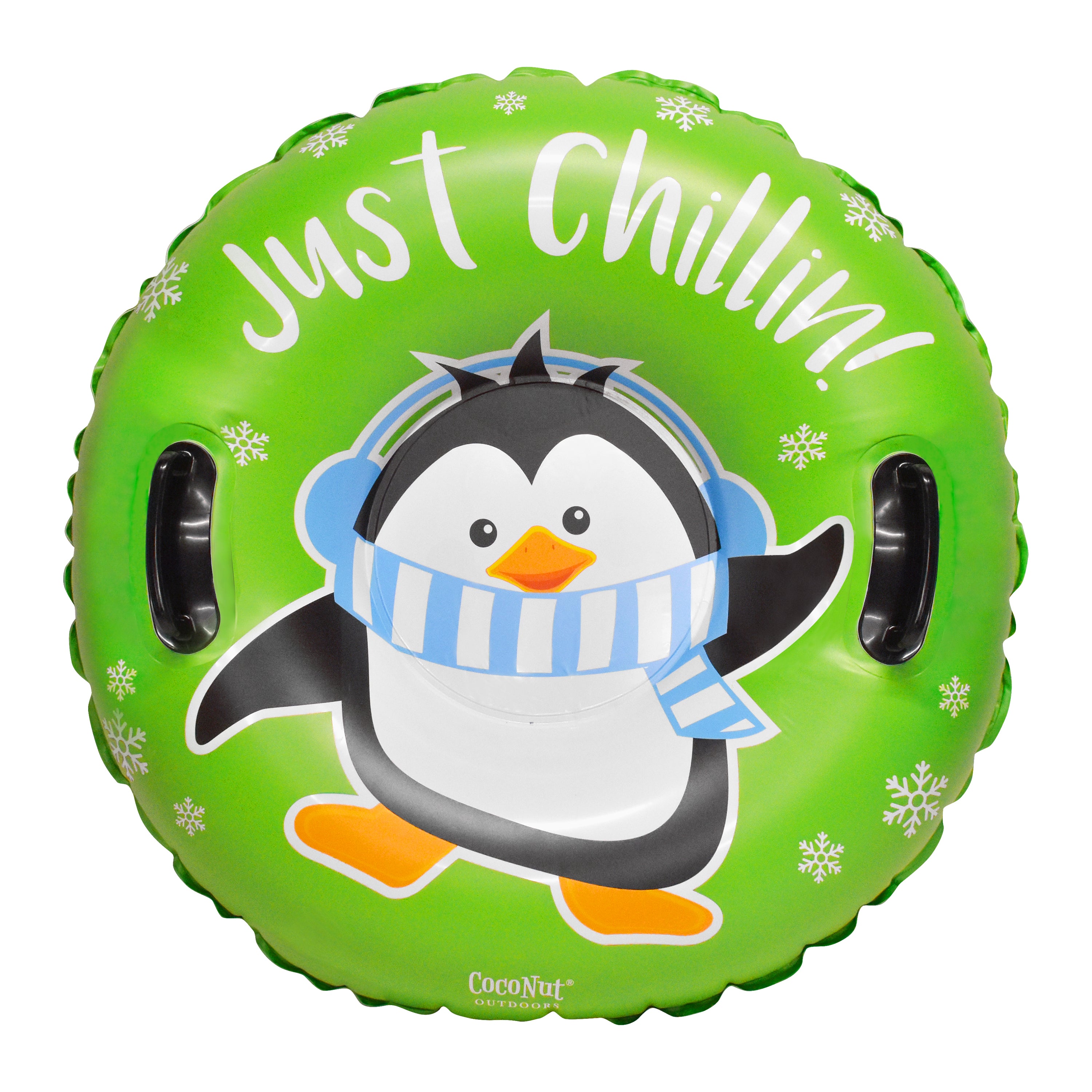 32” Inflatable Penguin Snow Ring Heavy Duty Snow Sled with Sturdy Handles W1281