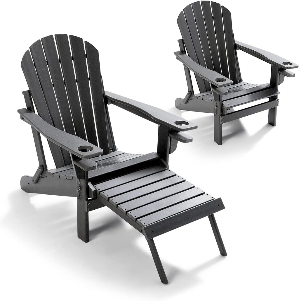 Blue Folding Adirondack Chair with Ottoman E3866