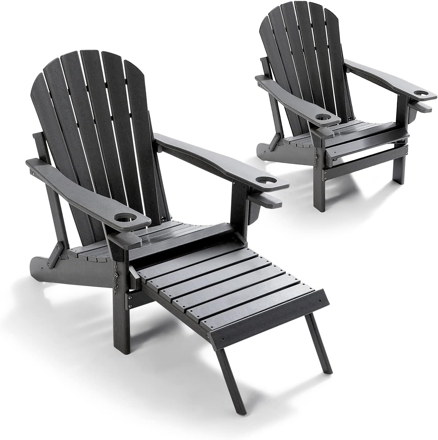 Blue Folding Adirondack Chair with Ottoman E3866