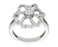 Sterling Silver Diamond Flower Shape Ring, Size 7 B55246