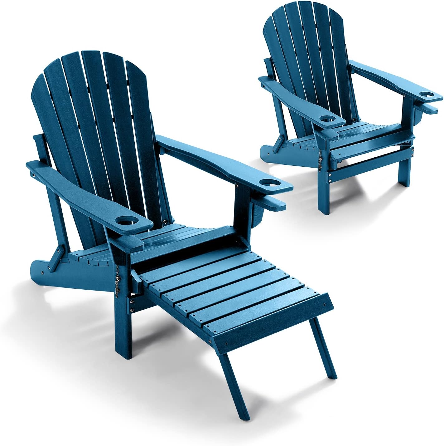 Blue Folding Adirondack Chair with Ottoman E3866