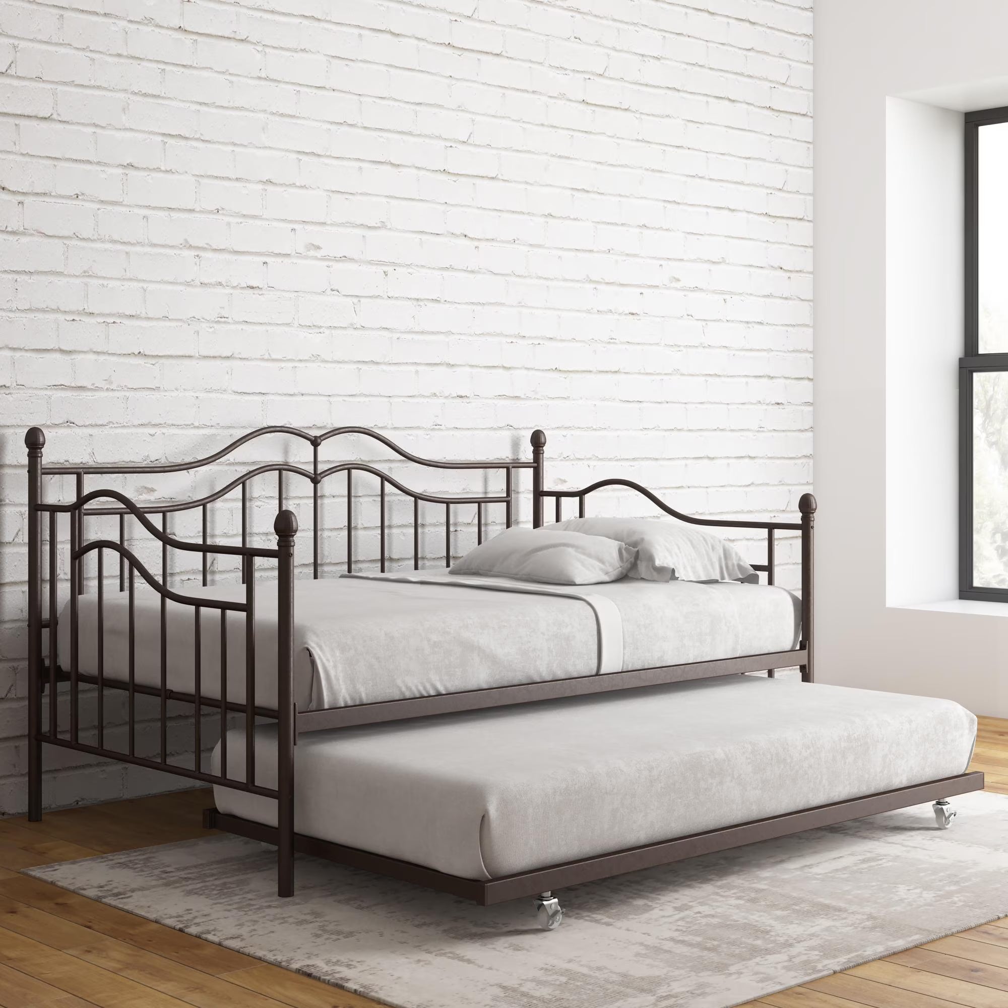 Bronze Metal Daybed And Trundle, Twin/Twin Size Frame C376