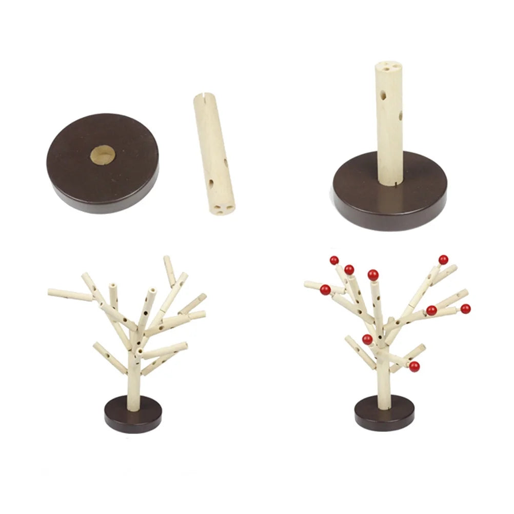 Creative Wooden Tree Blocks with Leaves 3D Building Set Toy G27856