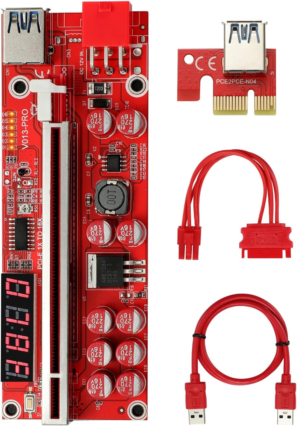 PCI-E 1X Adapter Card, 3 Upward + 2 Right Output USB 3.0 Interface, 5 Pack R3139