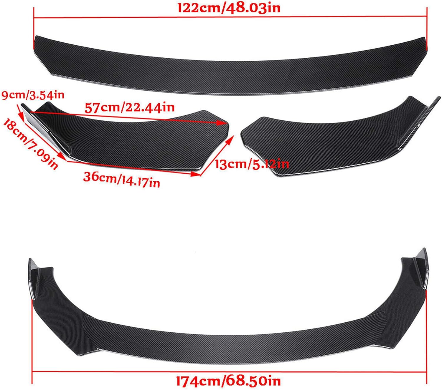 Carbon Fiber Style Car Front Bumper Lip Spoiler E825