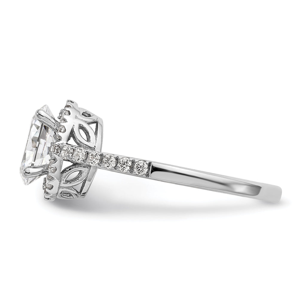 0.50ct CZ Solid 14K White Gold Oval Halo Engagement Ring J812
