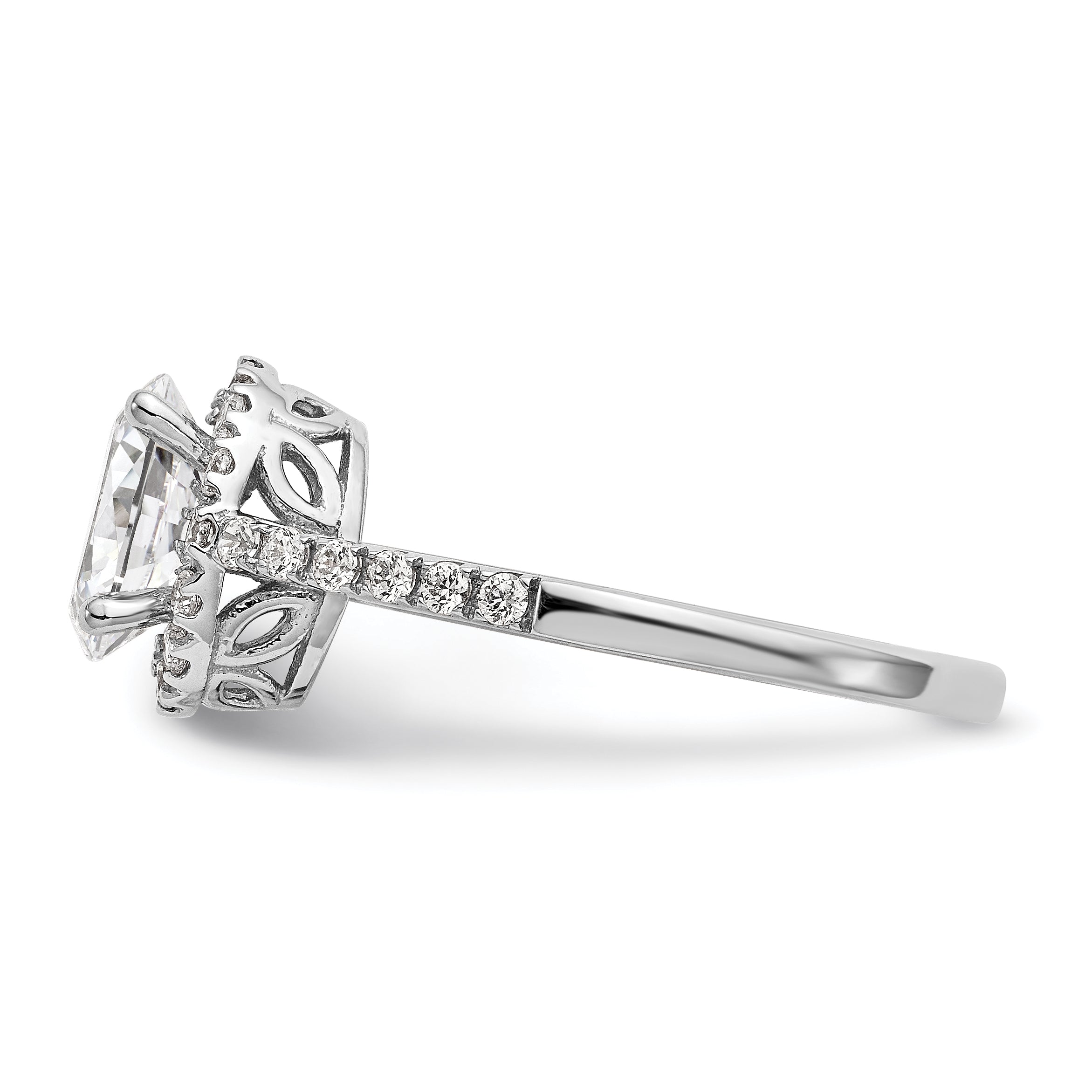 0.50ct CZ Solid 14K White Gold Oval Halo Engagement Ring J812