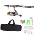 Telescopic Spinning Fishing Rod and Reel Combo Kit with Carrier Bag T119959