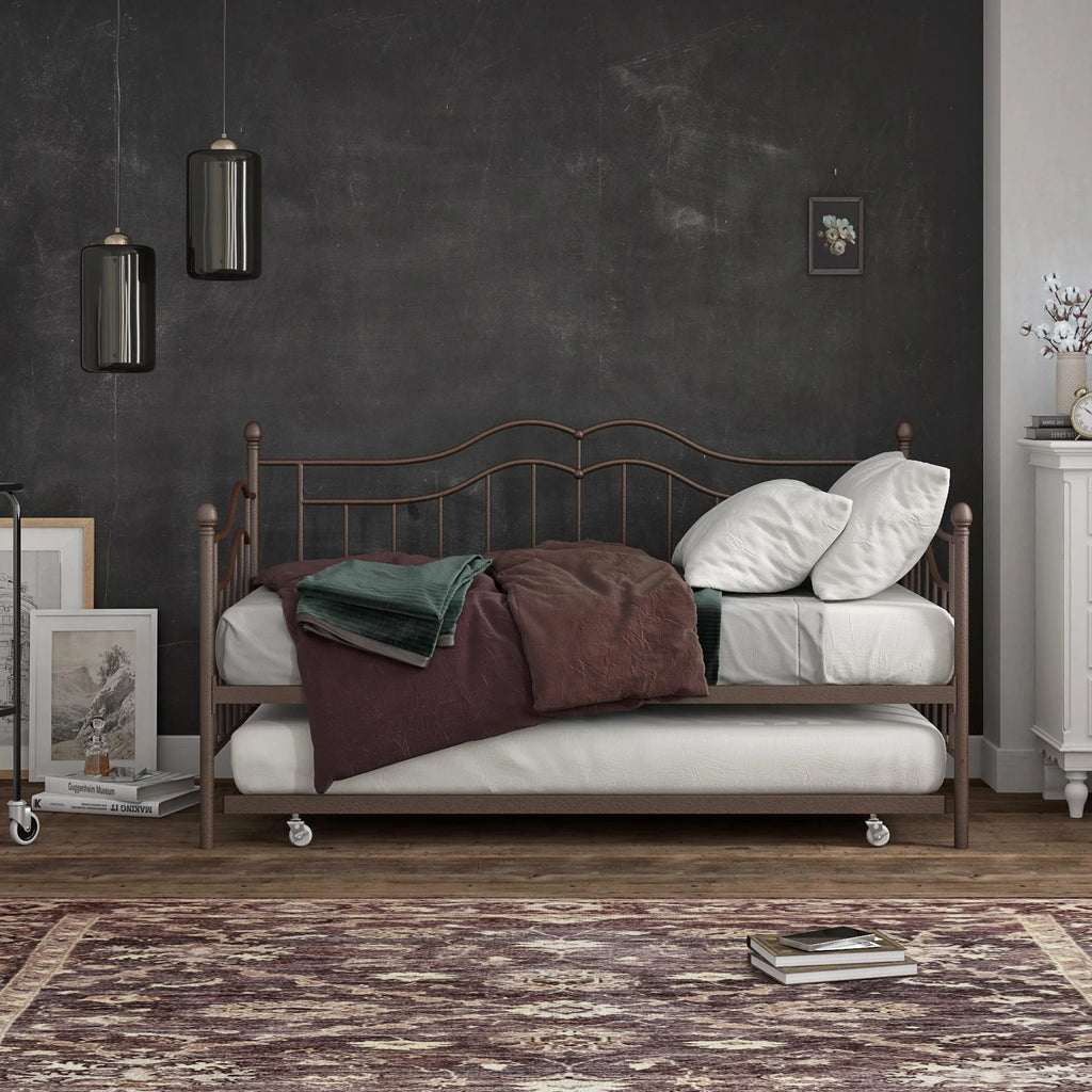 Bronze Metal Daybed And Trundle, Twin/Twin Size Frame C376