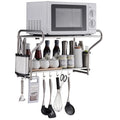 2 Layers Wall Mount Storage Shelf Microwave Oven Holder Stainless Steel H561015