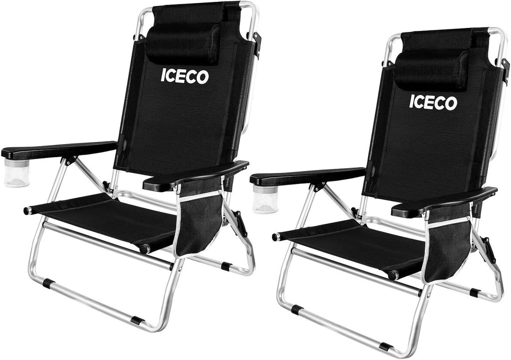 5-Position Folding Aluminium Camping Chair with Cup Holder Storage Bag M86496