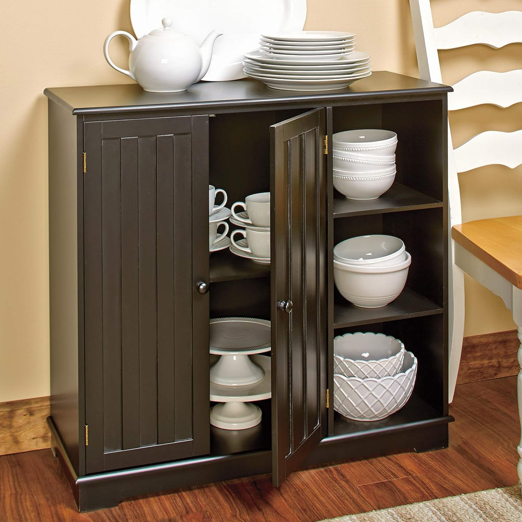 Red Beadboard Buffet Cabinet with Storage V14214