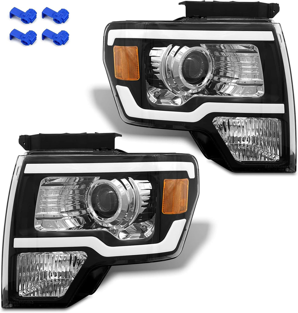 Black Housing Headlight Assembly for 2009-2014 Ford F150 J25806