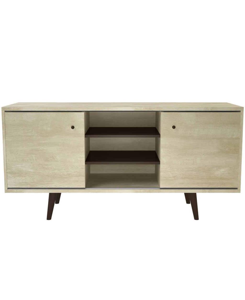 Mid-Century Wood TV Stand with Shelves G102