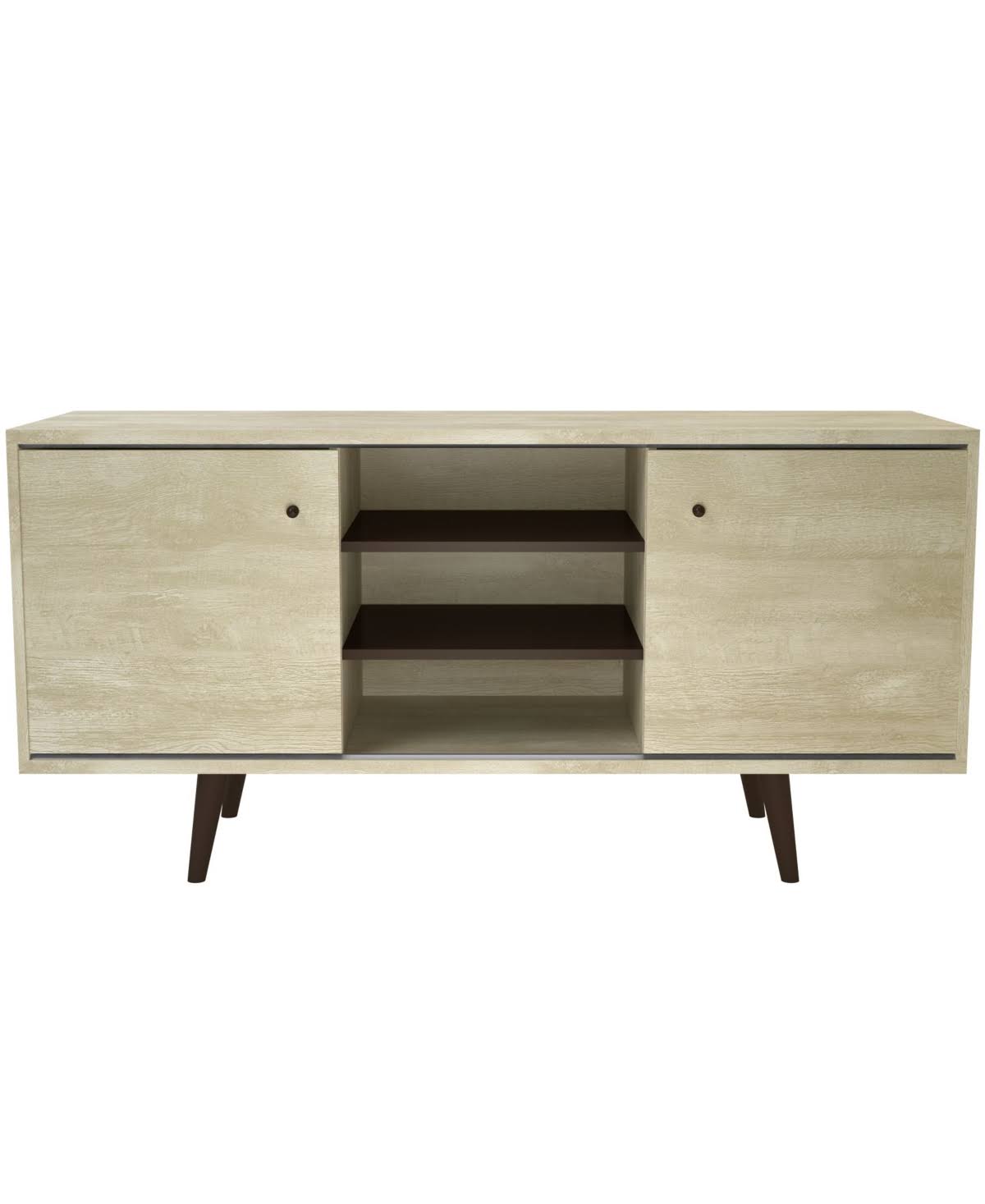 Mid-Century Wood TV Stand with Shelves G102