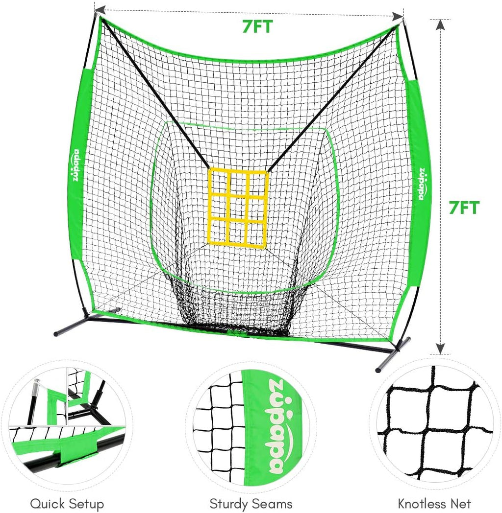 7 by 7 Feet Baseball Softball Hitting Pitching Net with Strike Zone X57172
