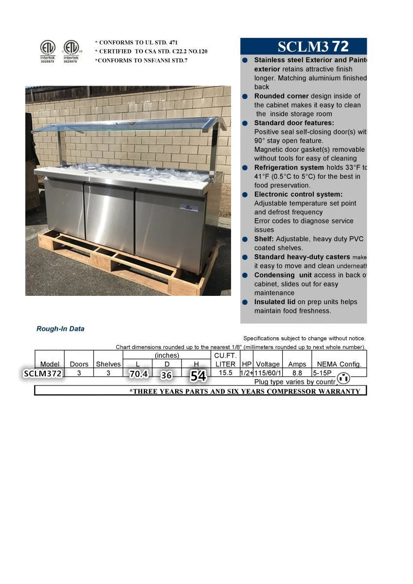 3-door Refrigerated Cold Table Buffet Display Z407570