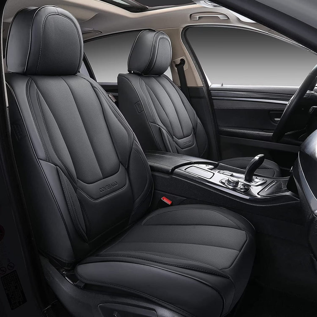 Black Waterproof Leather 6 Pieces Auto Seat Protectors A837843